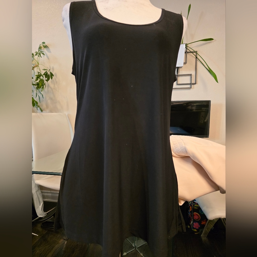 Slinky Brand Sleeveless Black Top Size S